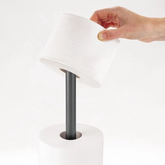 Toilette per carta igienica - supporto per carta igienica classico per la stanza da bagno - supporto per carta igienica con contenitore per 3 rulli di riserva - grigio