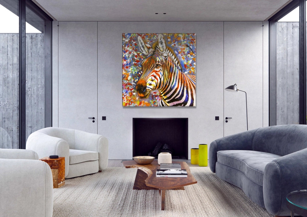 URBAN ZEBRA - Quadro stampato su Canvas e montato su telaio in legno Misura: 80x80 cm