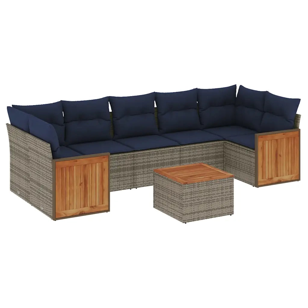 Set Divani da Giardino 8 pz con Cuscini Grigio in Polyrattan 3227496