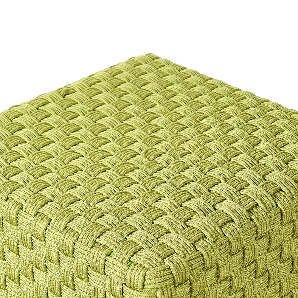 Pouf da giardino verde in materiale sintetico 50 x 50 cm Pouf da esterno intrecciato a mano in stile boho
