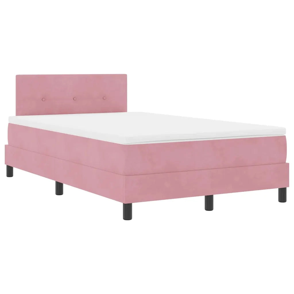 Letto a Sorgente LED con materasso Rosa 120 x 190 cm Velluto 3342643