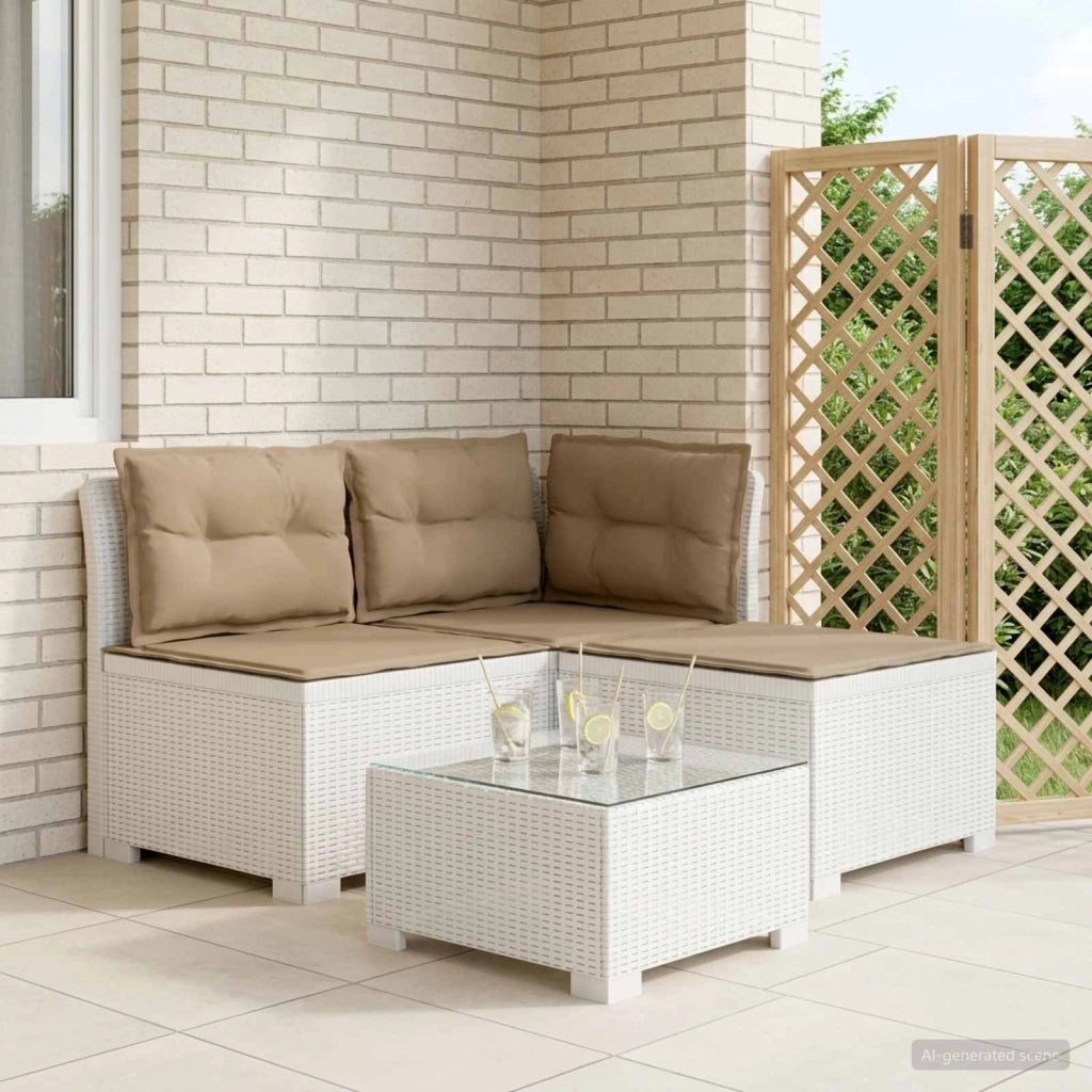 Divano da giardino 3 posti con cuscini in look rattan 3 posto 8011914