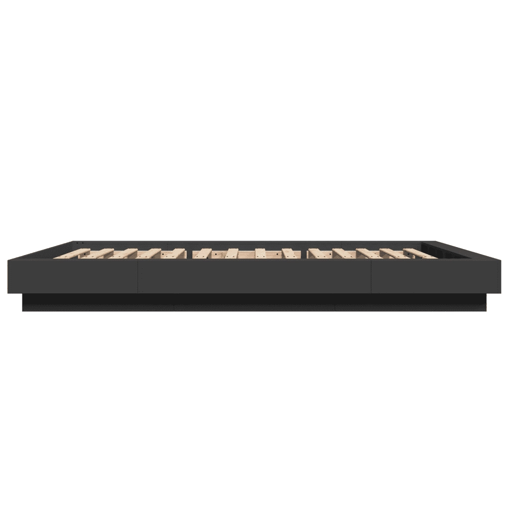 Letto matrimoniale | Letto per adulti | Giroletto con Luci LED Nero 120x190 cm in Legno Multistrato