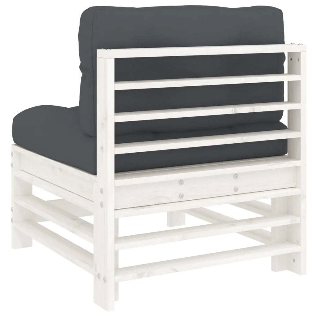 Divano componibile-Divani Centrali con Cuscini 2 pz Legno Massello di Pino Bianco 248160