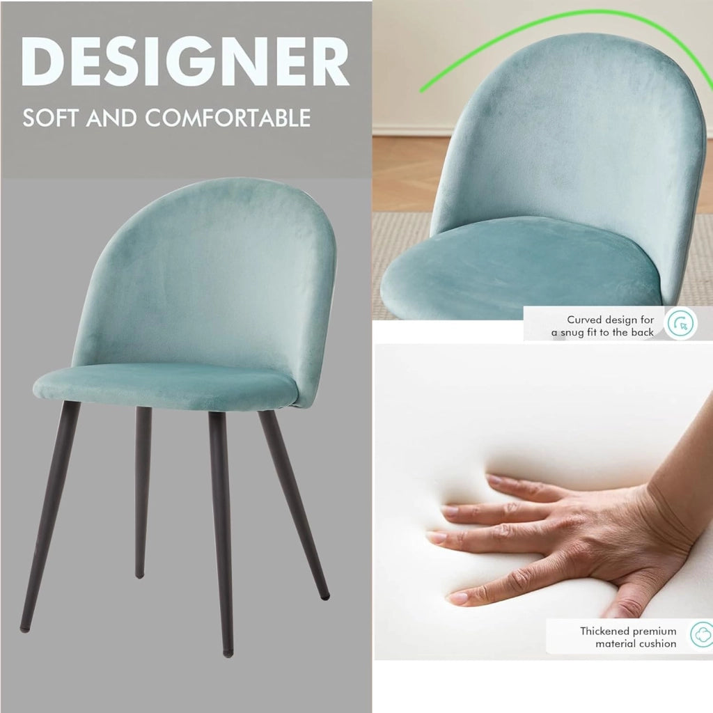 GrandCA HOME Set Tavolo e Sedie da Pranzo, Tavolo Rotondo da 100 cm e 4 Sedie in Velluto Nordico, Adatto a Soggiorno, Sala da Pranzo e Cucina (Venature in Legno Scuro + Verde)