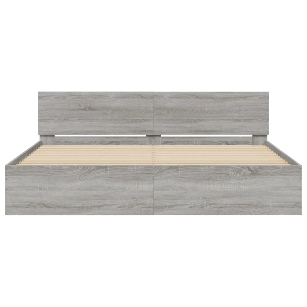 Giroletto con Testiera-Struttura Letto con testiera Grigio Sonoma 160x200 cm