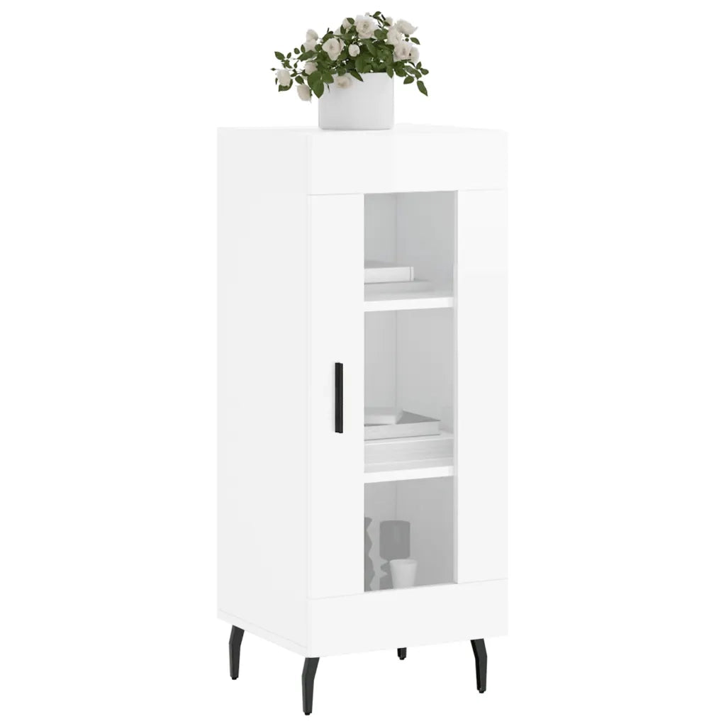 Credenza | Madia | Buffet da pranzo | Armadio da pranzo Bianco Lucido 34,5x34x90 cm in Legno Multistrato