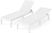 Set di 2 Sedie a Sdraio, Lettino Prendisole da Esterno in PP con Schienali Regolabili in 4 Posizioni, Sedia Reclinabile per Patio, Piscina, Terrazza, Portata 160 kg (Bianco)