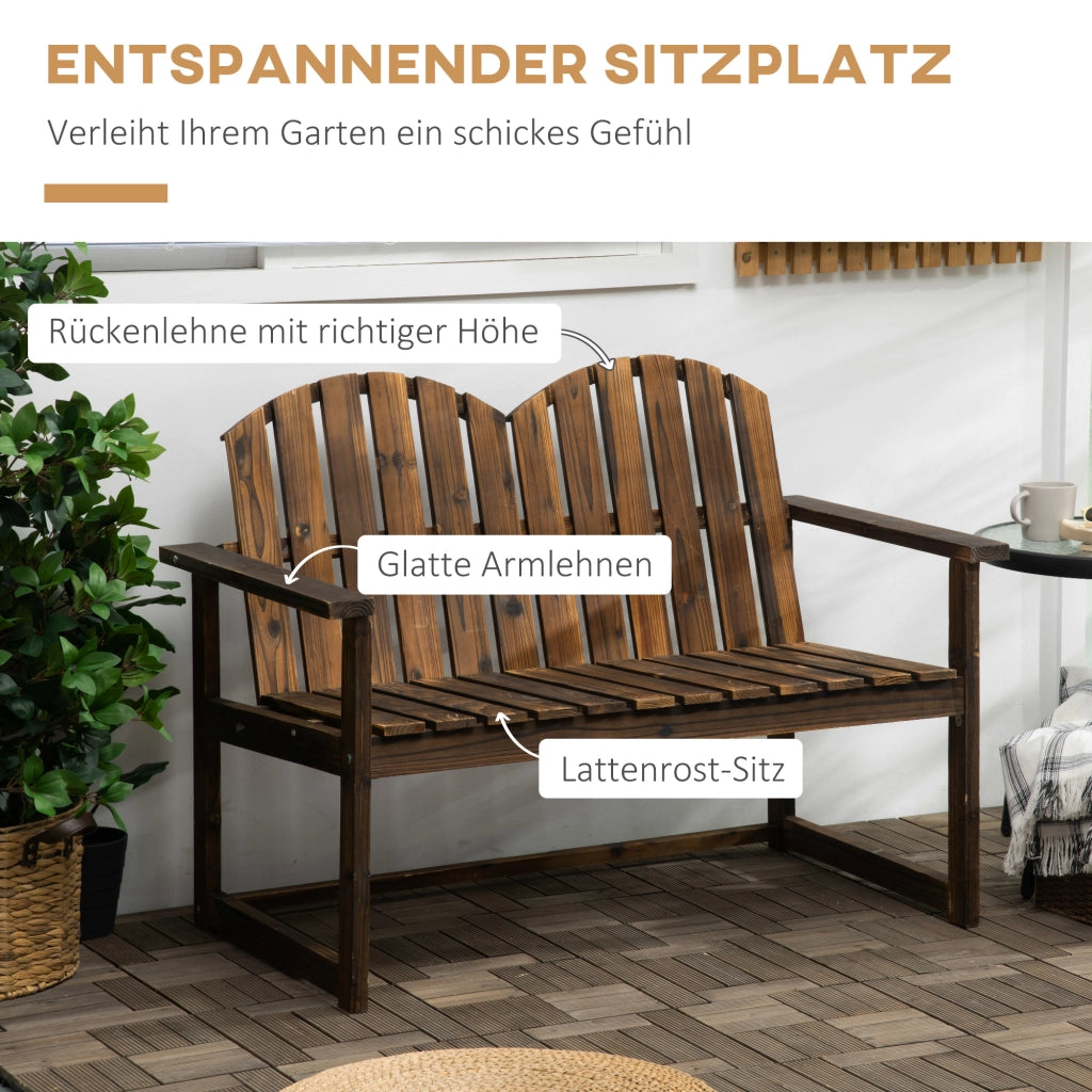 Panca Da Giardino 2 Posti In Legno Marrone 114 X 63 X 86 Cm Con Schienale E Braccioli