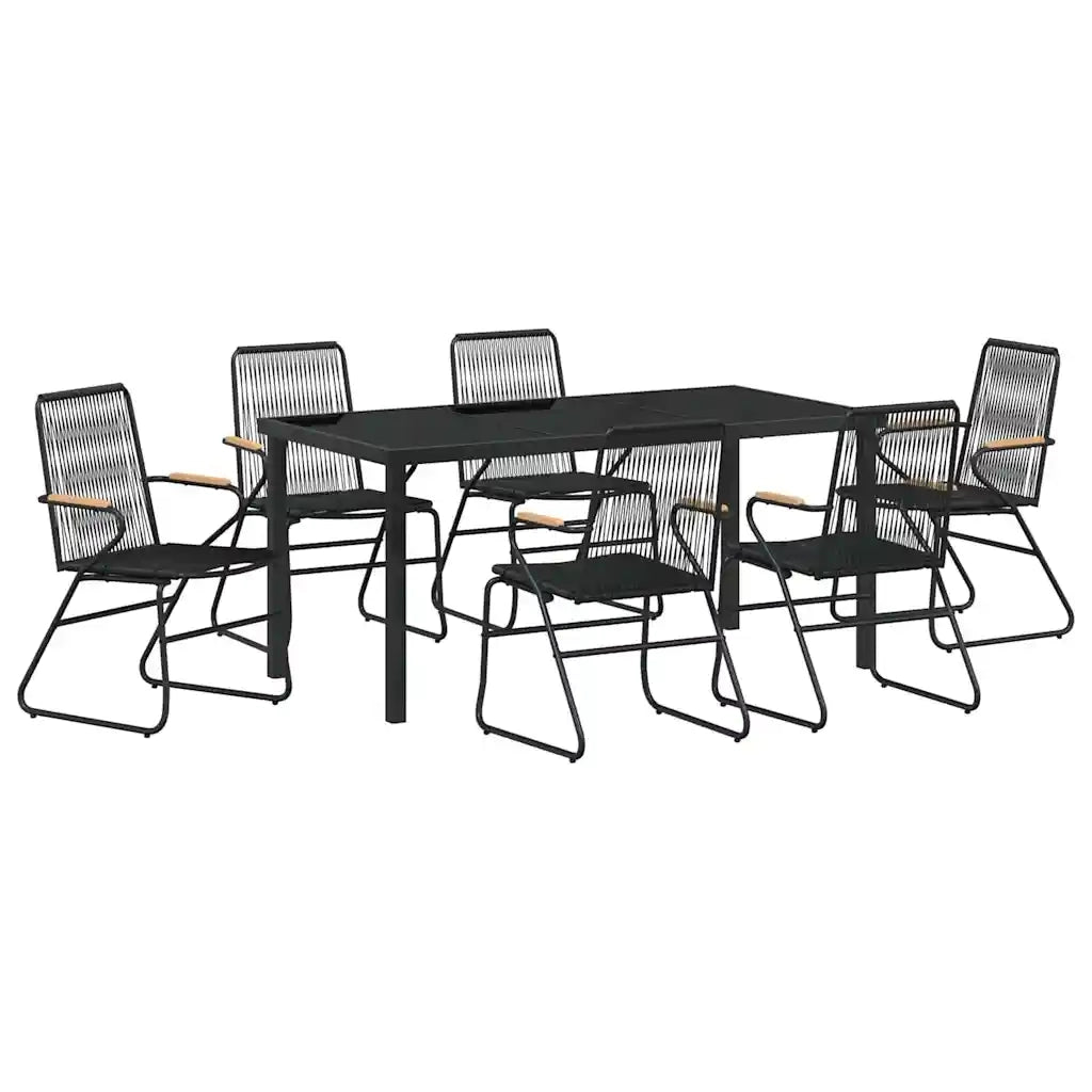Set da Pranzo per Giardino 7 pcs Nero 3379174