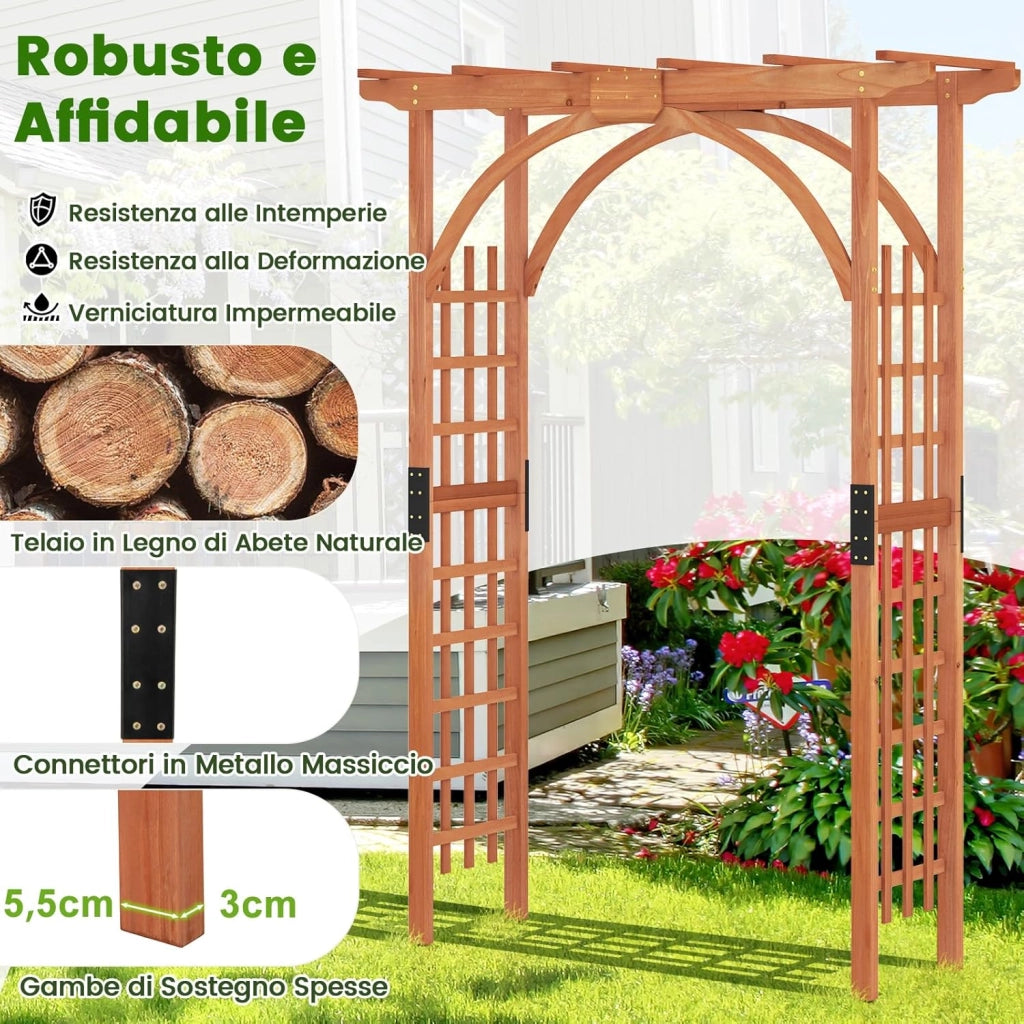 Arco da Giardino in Legno, Pergola da Esterno per Piante Rampicanti, Pergolato per Matrimonio e Feste, da Giardino, Patio e Cortile (Modello 4)