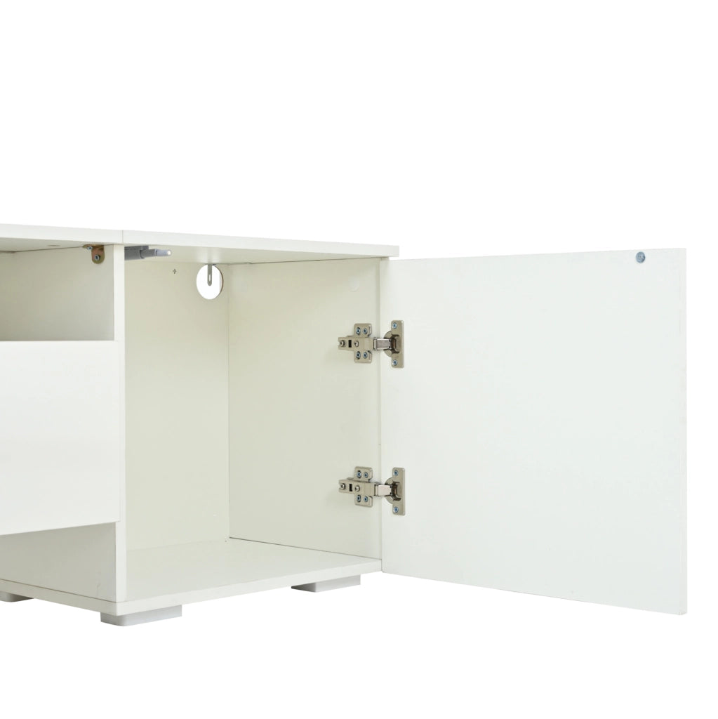 Set mobili TV 3 pezzi con LED e frontali lucidi bianco HOMVRA
