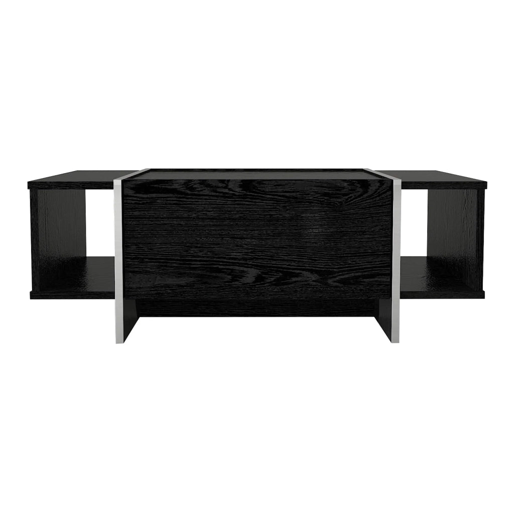 Tavolino da caffè consolle laterale nero argento 104 x 60 x 38 cm 03_0010864