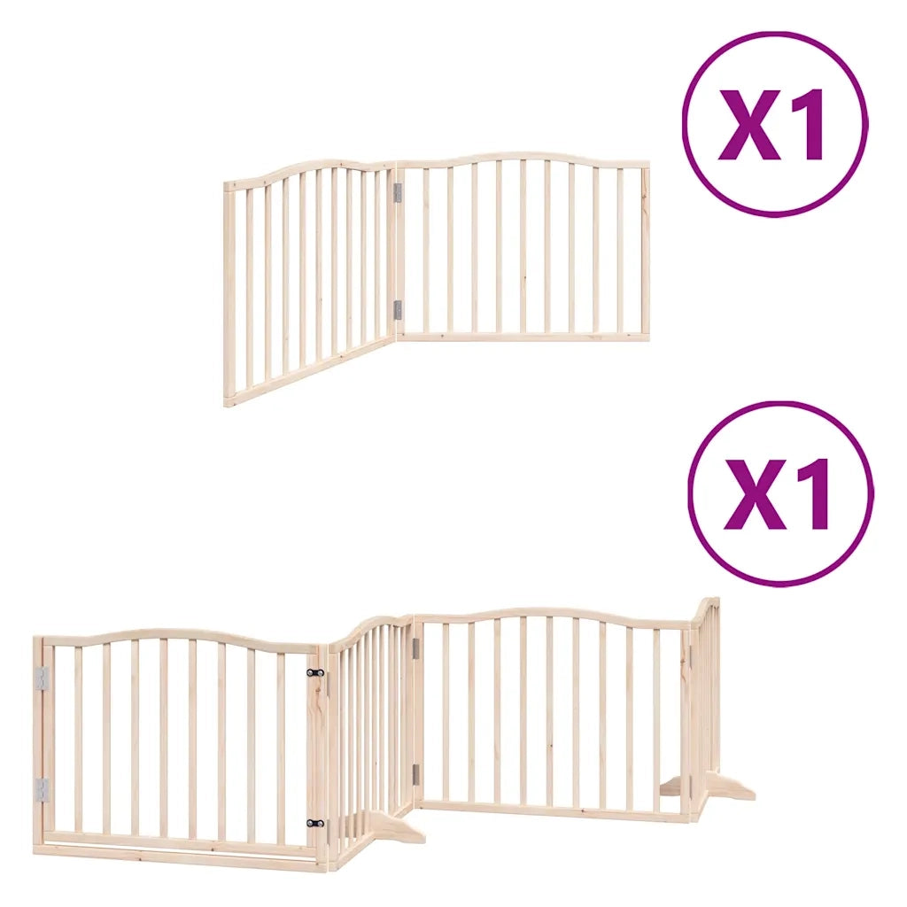 Cancello per Cani Pieghevole 6 Pannelli 480 cm Legno di Pioppo CFW8942519