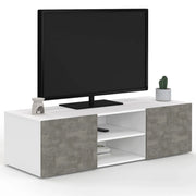 IDMarket - Porta TV ELI bianco con ante effetto cemento