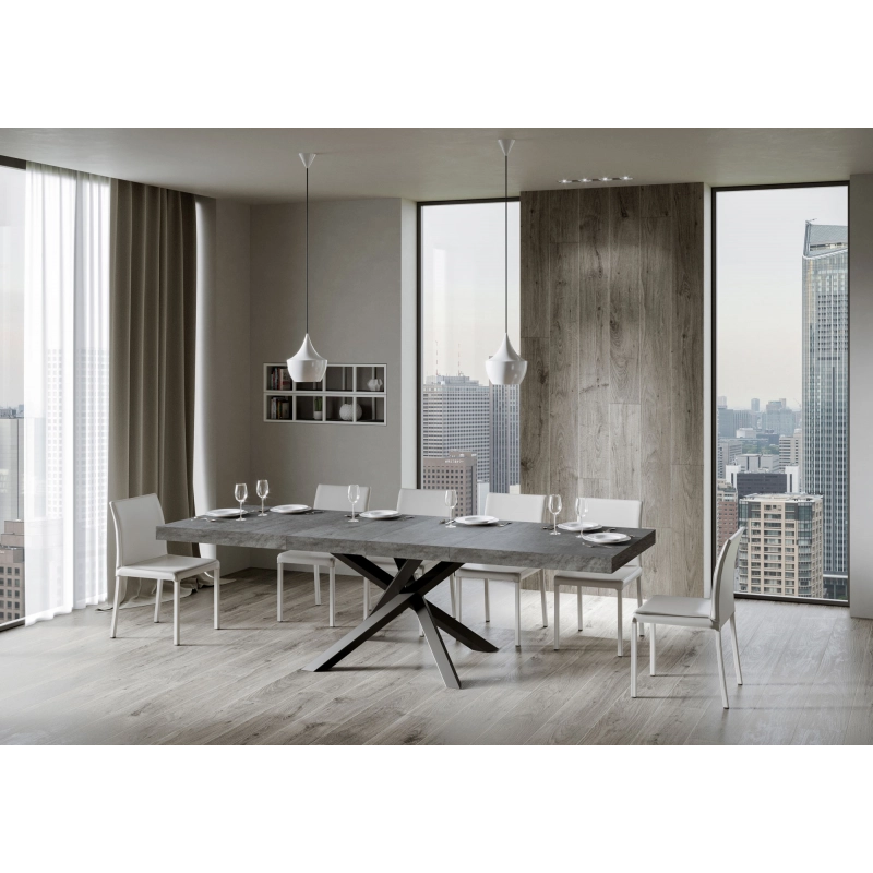 Tavolo allungabile 90x160/264 cm Volantis Premium telaio Antracite - Cemento