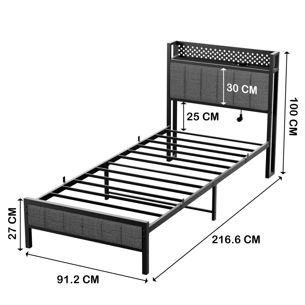 Letto singolo 90x200 cm, colore nero