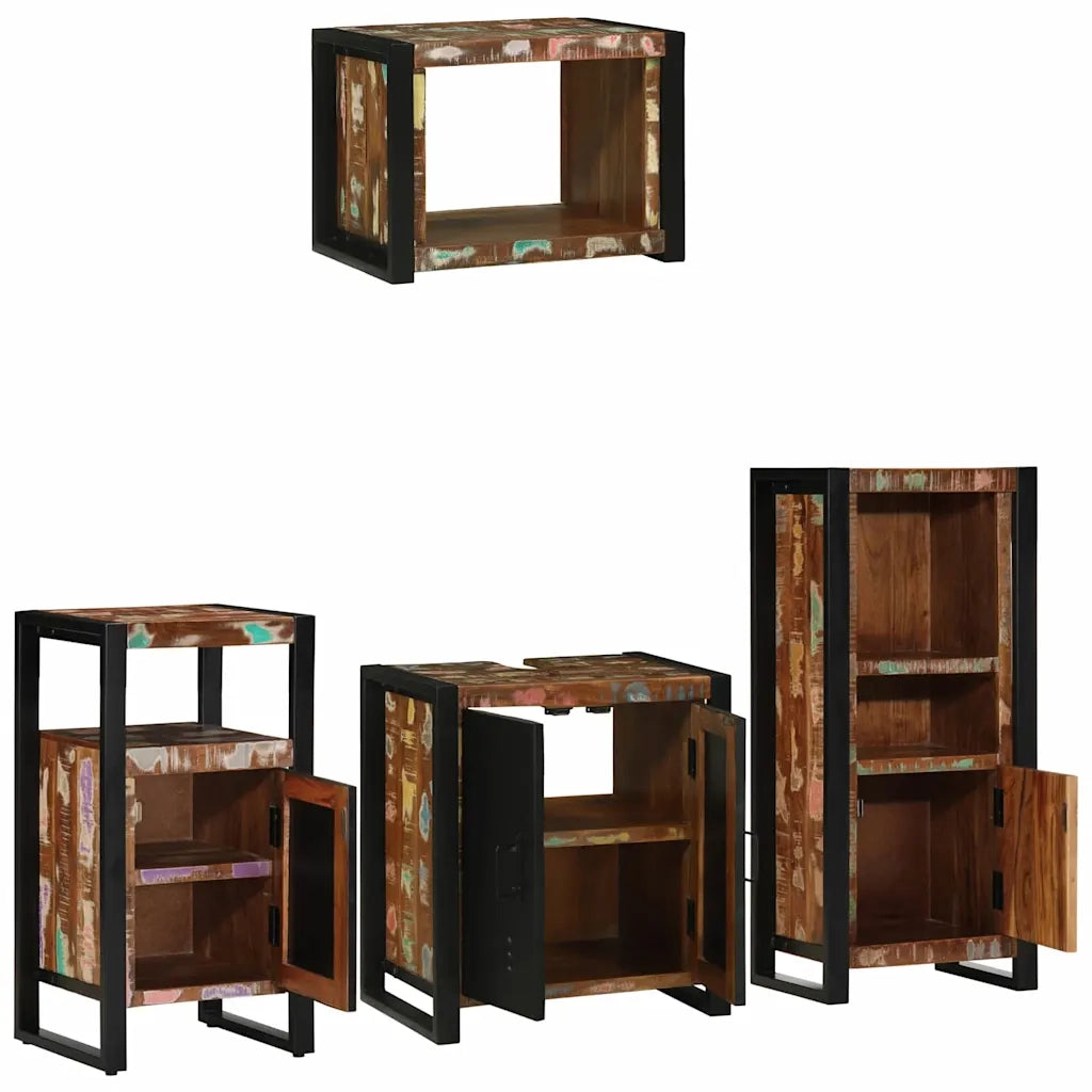 Set di mobili per il bagno 4 pcs Legno Recuperato Massello