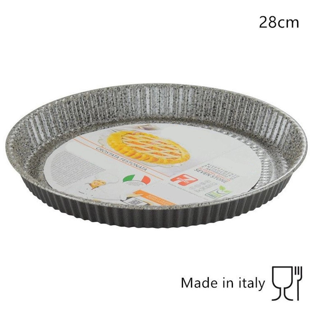 Trade Shop - Stampo Crostata Rotonda Con Bordo Festonata Teglia ø28cm Antiaderente Antigraffio 037111m -