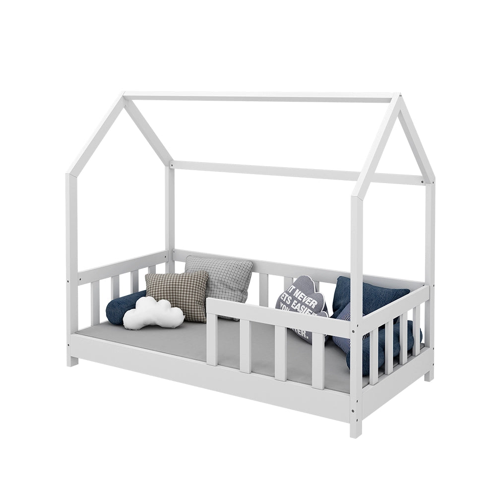 Vitalispa Letto montessori bambini Bianco 70x140 cm con protezione anticaduta