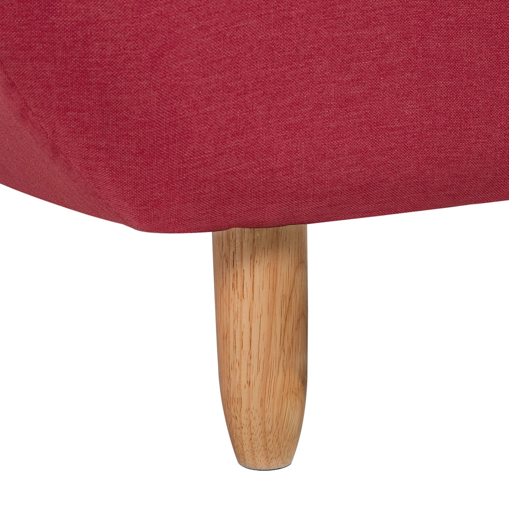 Divano Rosso Rivestimento In Tessuto Gambe In Legno Chiaro 3 Posti Stile Scandinavo