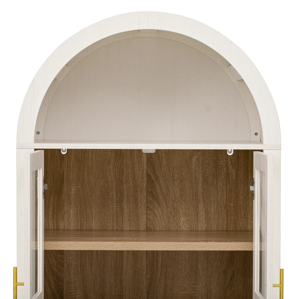 Credenza alta con 2 ante in vetro e 2 cassetti; ripiani regolabili - per cucina - bianco
