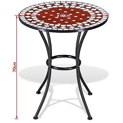 Set Tavolo + Sedie Pieghevoli Mosaico Arredo Esterno Giardino Metallo Terracotta