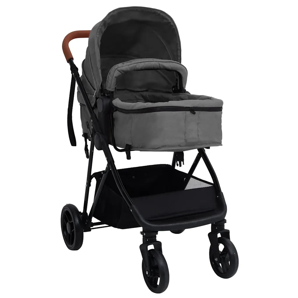 Passeggino 2 in 1 Grigio Chiaro e Nero in Acciaio CFW1258981