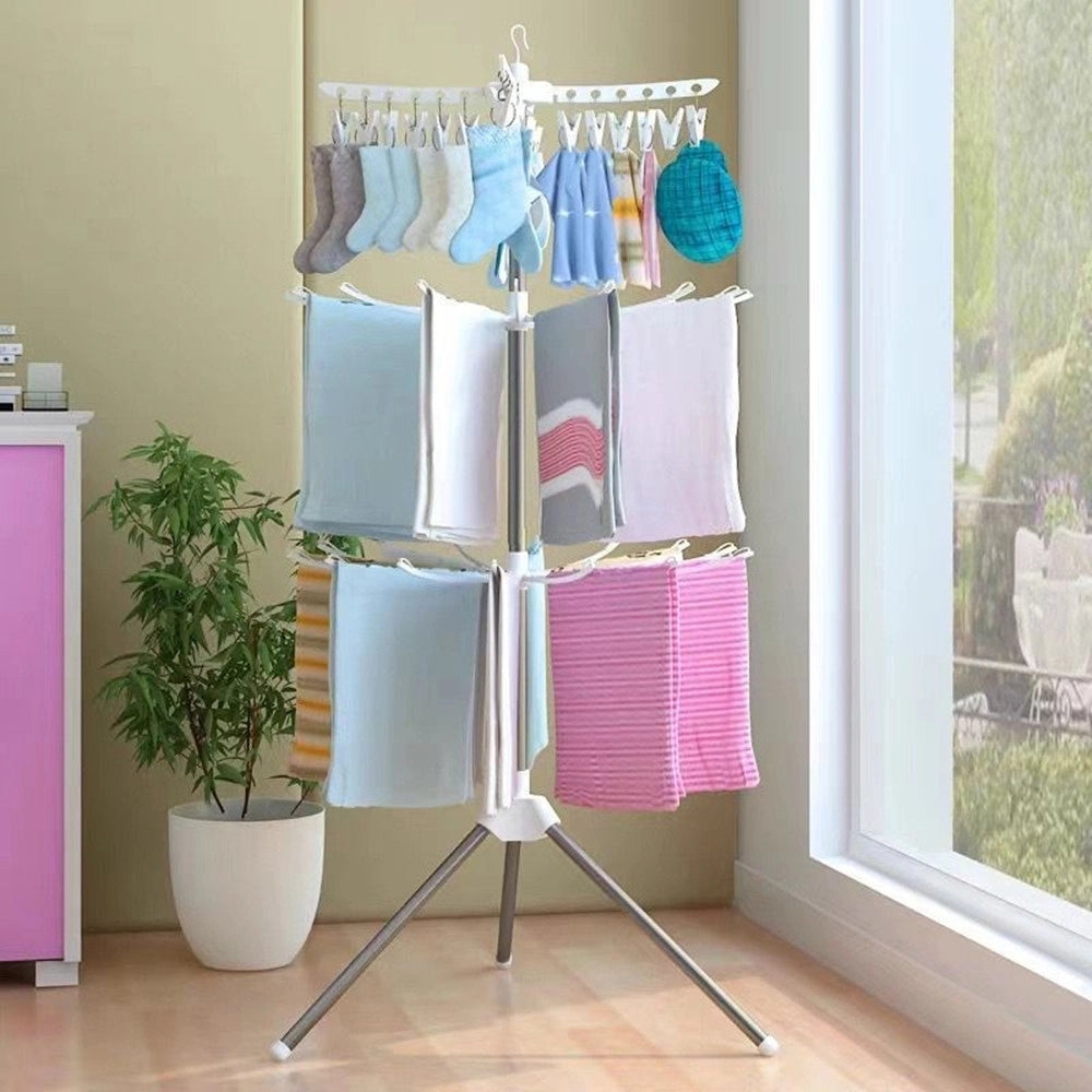 Trade Shop - Stendino Verticale Salvaspazio Stendibiancheria Ribaltabile Pieghevole Portatile Girevole -