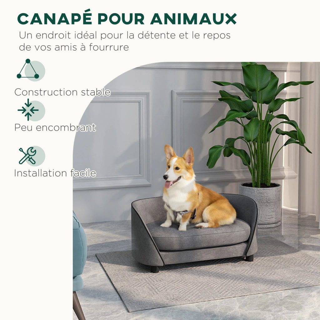 Divano per cani con cuscino morbido ¨C zephmum ¨C grigio, velluto, copertura amovibile e lavabile