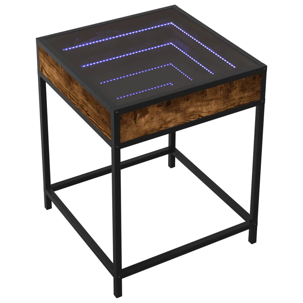 Comodino | Armadio da Notte | Mobiletto da notte con LED Infinity Rovere Fumo 40x40x51 cm