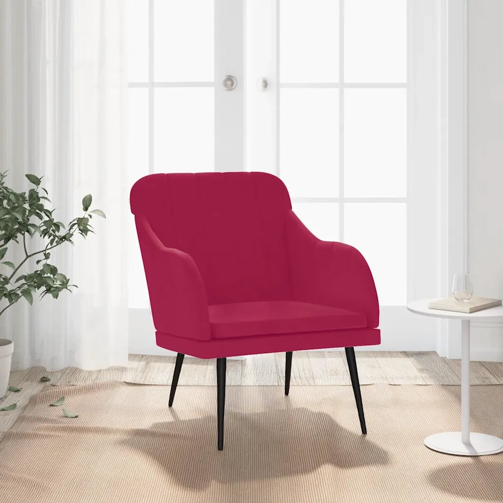 Poltrona Rosso Vino 63x76x80 cm Velluto cod mxl 14338