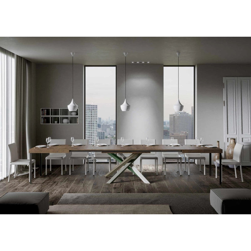 Tavolo allungabile 140/400x90 cm Volantis telaio Multicolore 4/A - Noce