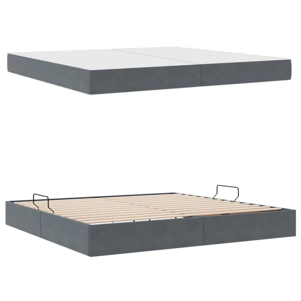 Letto con contenitore e materasso Grigio scuro 200 x 200 cm 3399743