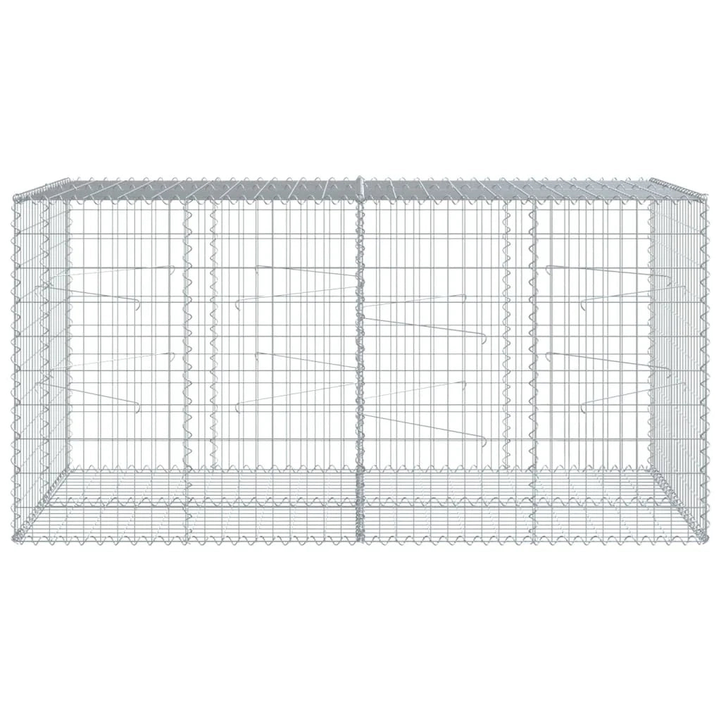 Gabbione recinto a gabbia muro di contenimento con coperchio 200 x 100 x 100 cm ferro zincato argento 02_0040139