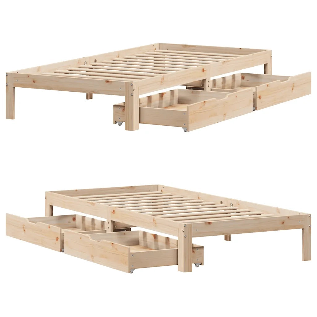 Giroletto con Cassetti 75x190 cm in Legno Massello di Pino 3301932