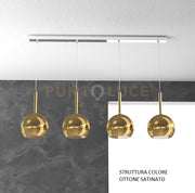 SOSP. OTTONE SAT. RETTANGOLARE 4 LUCI VETRI TUTTI PICCOLO ORO 1155OS-S4 RP-OR