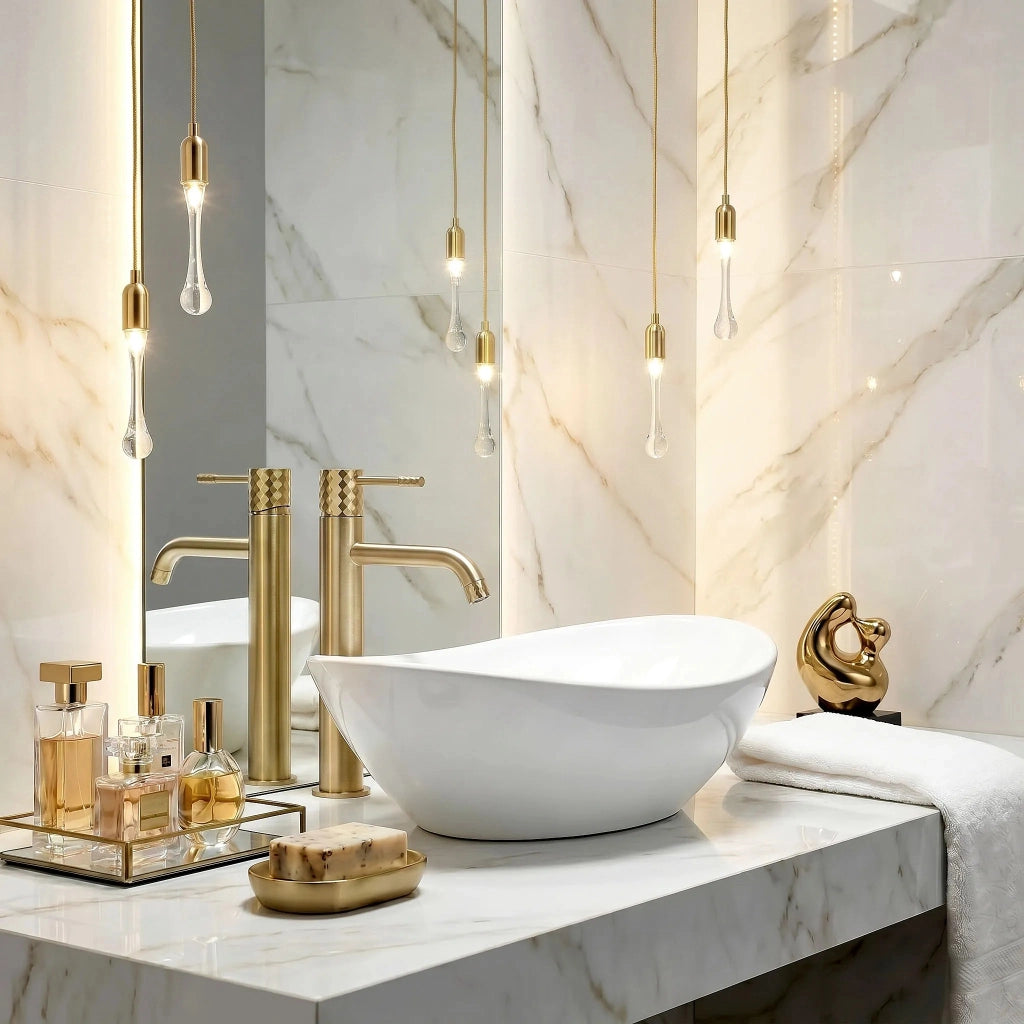 Rubinetto Da Lavabo Rea Lungo Diamond Brush Gold High