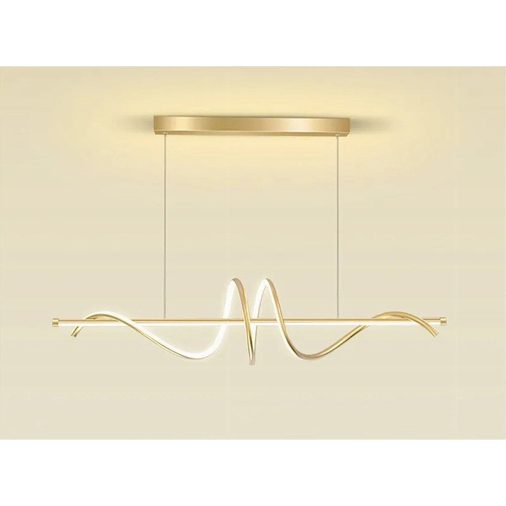 Trade Shop - Lampadario A Sospensione Led 65w Oro Spirale Ondulato Luce 6500k Vortice Orizzontale 32453 -
