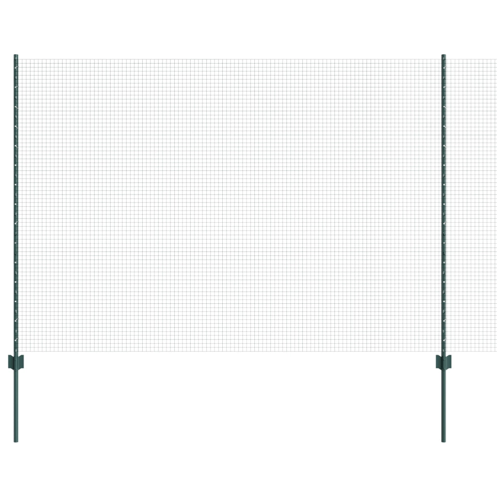 Recinzione in rete saldata con 11 pali a U verde 1.5x25 m in acciaio