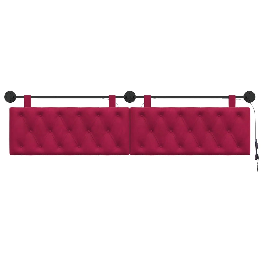 Testiera sospesa Con luce LED Rosso Vino Velluto