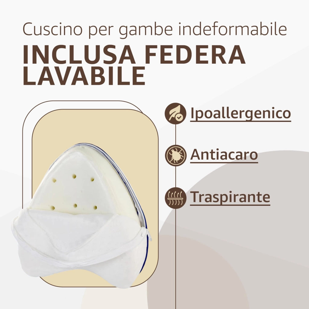 SONIT - Cuscino Gambe per Dormire in Memory Foam - Cuscino per Dormire sul Fianco - Supporto Gambe e Ginocchia Traspirante, Sfoderabile e Lavabile