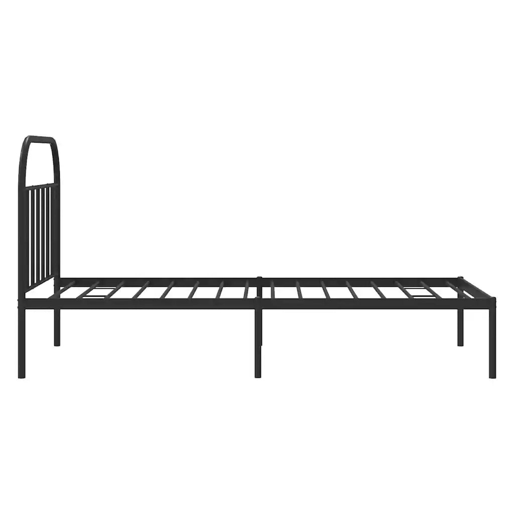 Letto singolo | Letto per adulti | Giroletto con Testiera Metallo Nero 100x200 cm