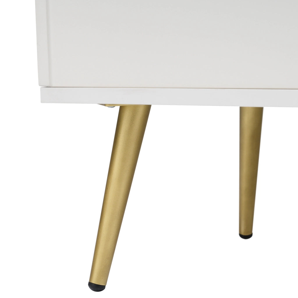 Credenza ULEVR 140x40x84 cm con 2 ante, 3 cassetti e ripiani regolabili, bianco crema