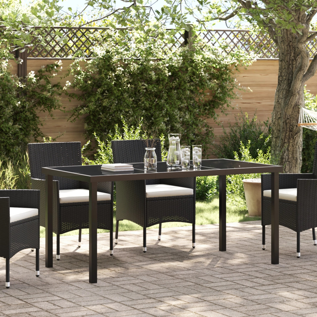 Tavolo Giardino Nero 160x80x73 cm Vetro Temperato
