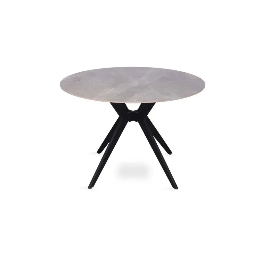Tavolo da pranzo rotondo ARVENA – 110 cm – Piano in pietra sinterizzata – Colore grigio – Design contemporaneo e robusto
