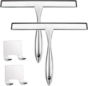 Douchewisser universale per porte doccia, pavimenti, docciaschermi, bagni, mensole, vetri e parabrezza, specchi e cucina, acciaio inox, 24,9 cm, argento, 2-Pack