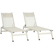 Chaise Longue Lettino ¨C zephmum ¨C Beige Poliestere Alluminio 55x195x30 cm