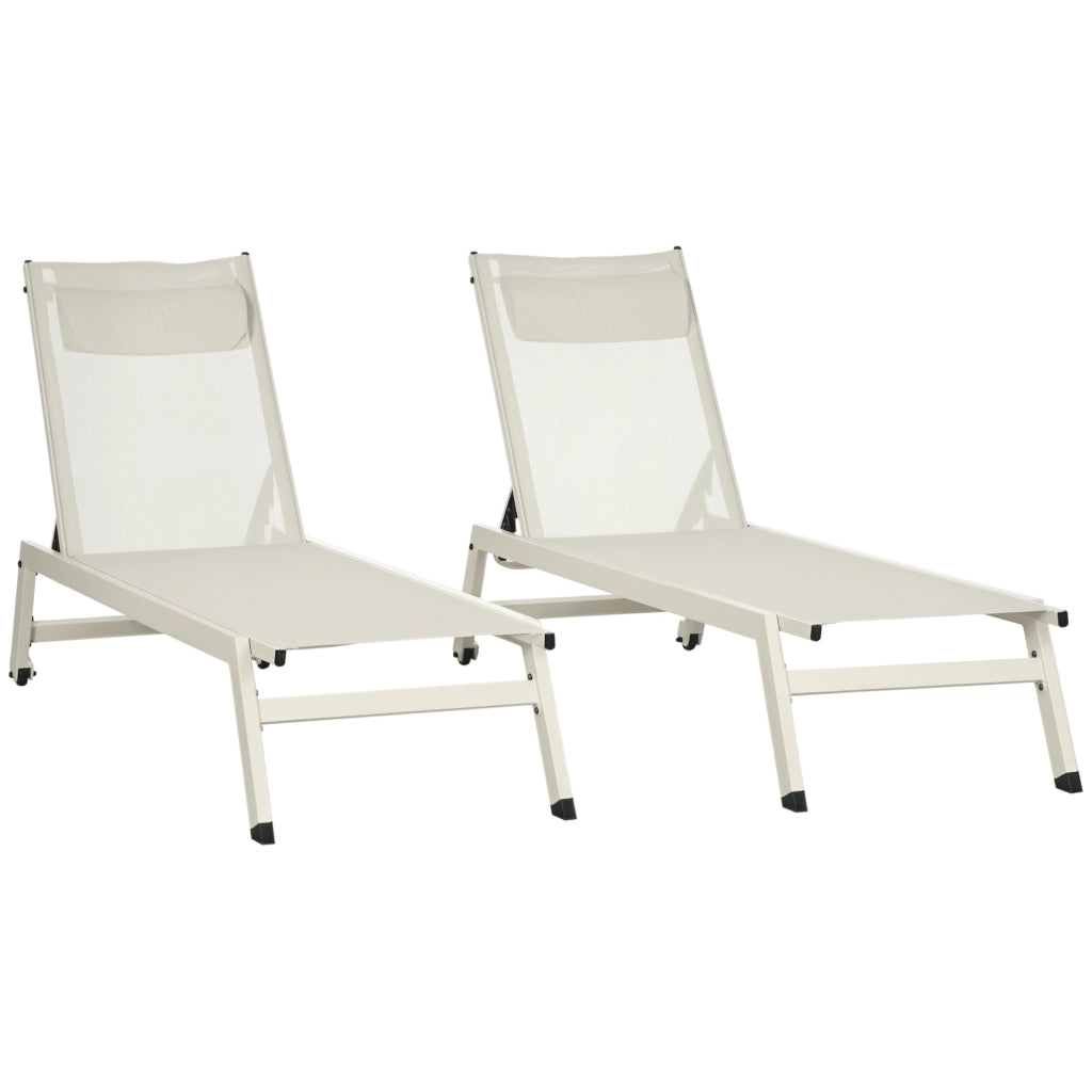 Chaise Longue Lettino ¨C zephmum ¨C Beige Poliestere Alluminio 55x195x30 cm