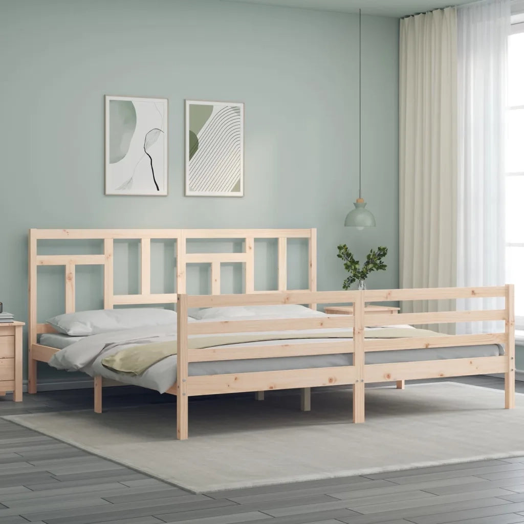 Giroletto con Testiera-Struttura Letto con testiera 200x200 cm in Legno Massello 541987